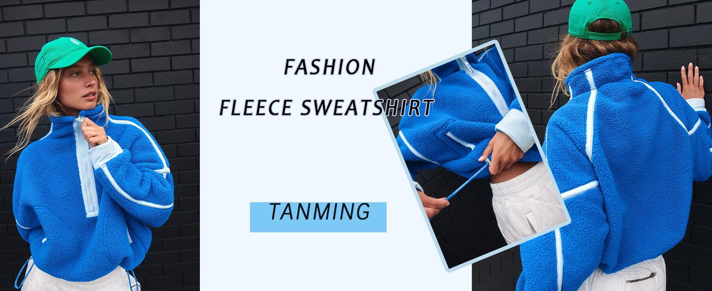 Tanming Women's Half Zip Sherpa Fleece Pullover Sweatshirt with Pockets Casual Long Sleeve Soft Oversized Warm Fuzzy Sweater Spring Transitional Tanming Women's Half Zip Sherpa Fleece Pullover Sweatshirt with Pockets Casual Long Sleeve Soft Oversized Warm Fuzzy Sweater Spring Transitional