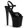 Pleaser Xtreme-809 Women's Stylish Heeled Sandals, 8 In High Heels, 4-in Chrome Platform, Peep Toe Ankle Strap Buckle, Supportive Rubber Sole Party Evening Footwear