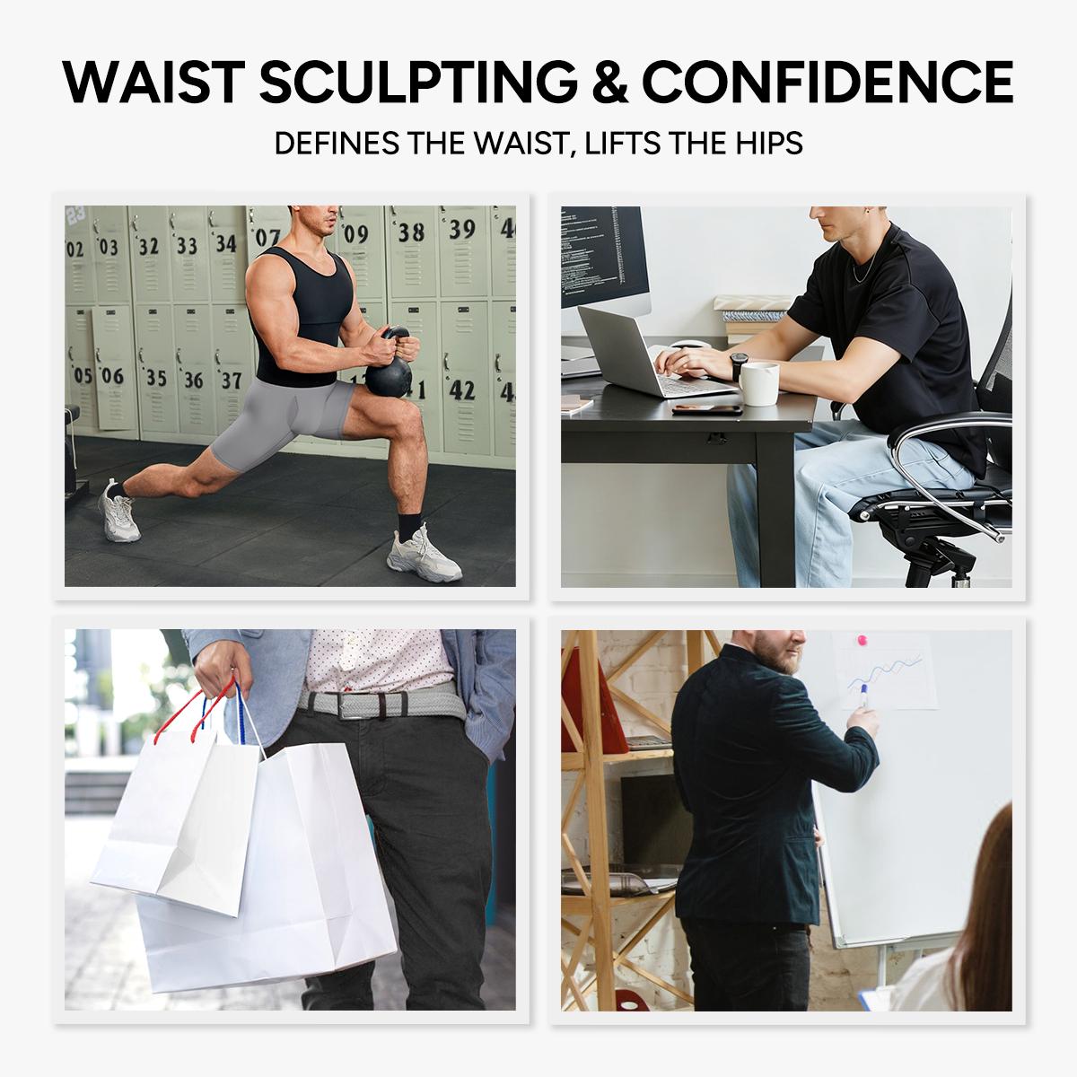 Nebility Men’s 3D Butt Lift High-Waist Shapewear Boxer Briefs, with Built-In One-Piece Fixed Hip Pad, High Waist Seamless Compression Underwear, Breathable Stretch Fabric for Tummy Control, Daily Support & Moisture-Wicking