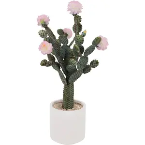 5Ft Artificial Cactus, Tall UV Resistant Faux Cacti Plant, Realistic Texture Fake Desert Cacti Fake Big Plant for Indoor Outdoor Decor Green Pink