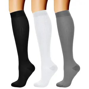 3 Pairs Compression Socks - Graduated Compression 15-20mmHg, Padded Cushion Bottom Fun Socks, Moisture-Wicking