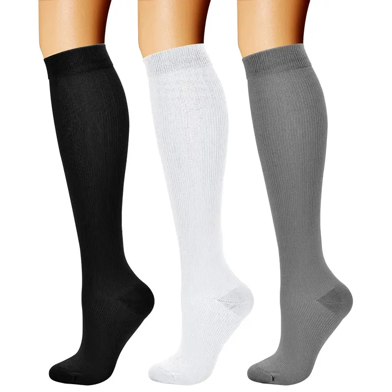 JSLEAP 3 Pairs Compression Socks - Graduated Compression 15-20mmHg, Padded Cushion Bottom Fun Socks, Moisture-Wicking