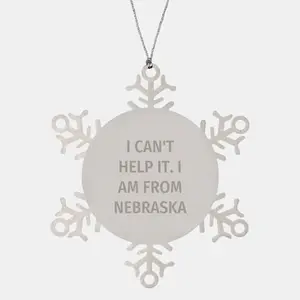 Funny 'I Can't Help It, I Am From Nebraska' Snowflake Ornament Gifts for Men Women Friends Family from Nebraska