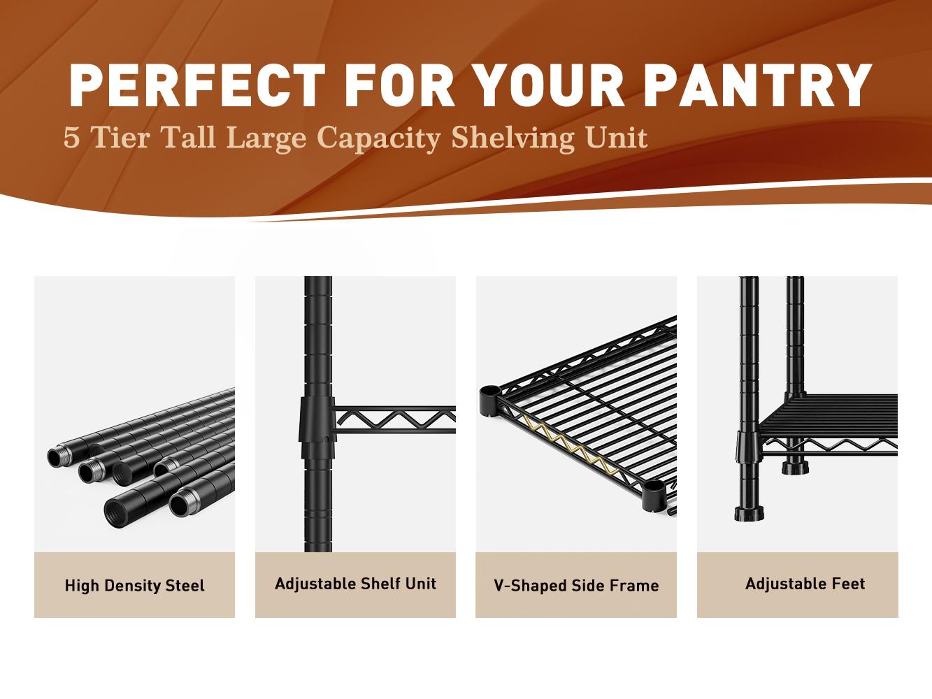 【Storage Shelf】5-Tier 59''H Storage Shelving Unit, Height is freely Adjustable & No Sharp Edges,Heavy duty & Safer Shelf,Garage tool box Standing Shelf,Closet rack,Shoe rack,Kitchen Appliance Storage Rack,The All-in-One Value,59"H*24"W*14"D 【Storage Shelf】5-Tier 59''H Storage Shelving Unit, Height is freely Adjustable & No Sharp Edges,Heavy duty & Safer Shelf,Garage tool box Standing Shelf,Closet rack,Shoe rack,Kitchen Appliance Storage Rack,The All-in-One Value,59"H*24"W*14"D