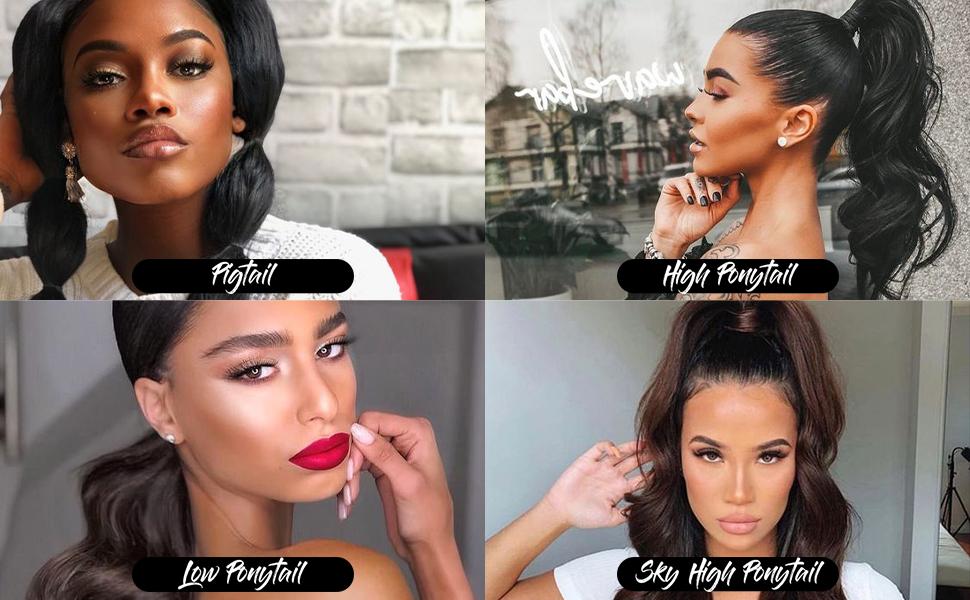 Instant Glitz Synthetic Drawstring Ponytail Natural Yaki Straight 24"