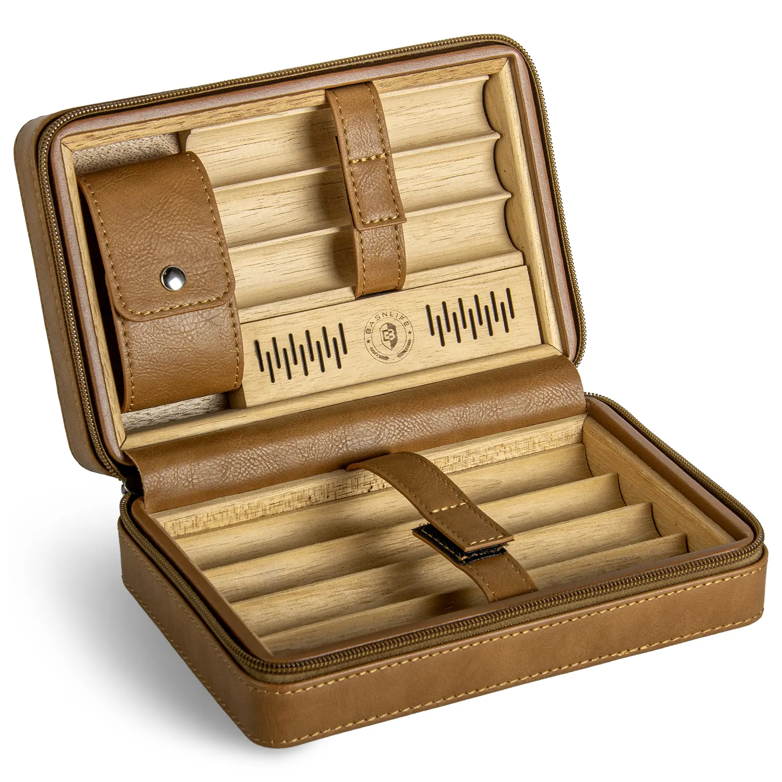 Travel Size Spanish Cedar Wood-Lined Cigar Humidor Box Accessory Set - With Lighter, Refined Look, Accelerates Aging Process, Ideal for Husbands' Gifting (Father’s Day, Christmas),back to school,back to school haul