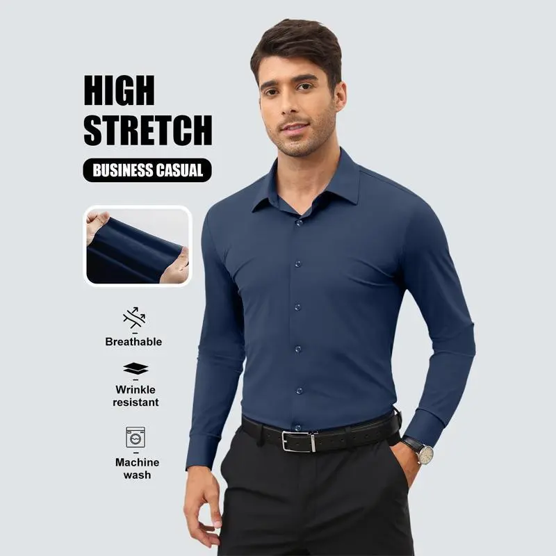 Alimens&Gentle Dress Shirts 16-Way Stretch Slim Fit Long Sleeve Button Down Business Casual Shirts Wrinkle Free Traveler Shirts Top Menswear Alimens&Gentle Dress Shirts 16-Way Stretch Slim Fit Long Sleeve Button Down Business Casual Shirts Wrinkle Free Traveler Shirts Top Menswear