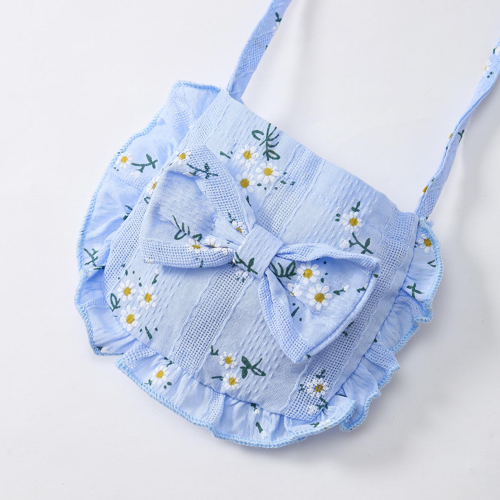 YOUNGERTREE Baby Girls' Three-Piece Sleeveless Dress Set with Cute Bow Small Backpack & Sun Hat Spring Summer Casual Outfit little girl Playwear toddler summer dress