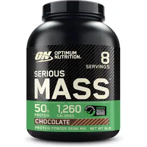 Optimum Nutrition Serious Mass, Weight Gainer Protein Powder, Mass Gainer, Vitamin C and Zinc for Immune Support, Creatine, Chocolate, 6 Pound (Packaging May Vary)