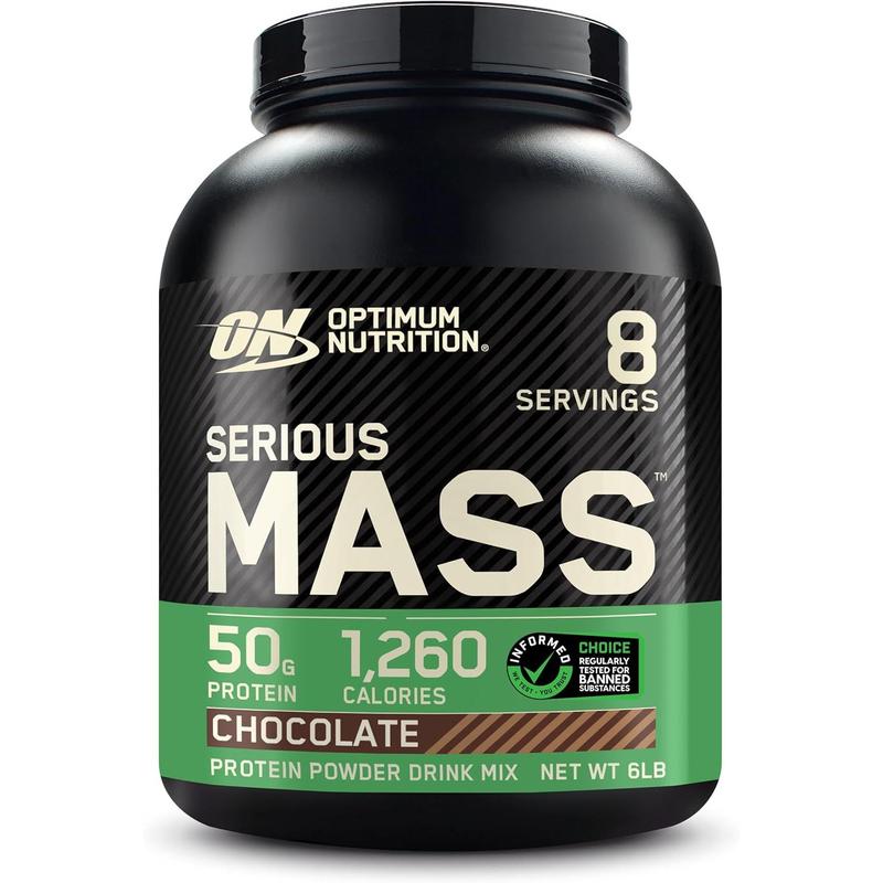 Optimum Nutrition Serious Mass, Weight Gainer Protein Powder, Mass Gainer, Vitamin C and Zinc for Immune Support, Creatine, Chocolate, 6 Pound (Packaging May Vary)