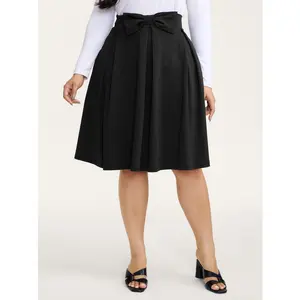【Summer Turn-Up】【Minimalist】BlOOMCHIC Plus Plus Stretchy Bow Detail Pleated Midi Skirt [1x-6x] 2026 Summer Pick for Mother's Day