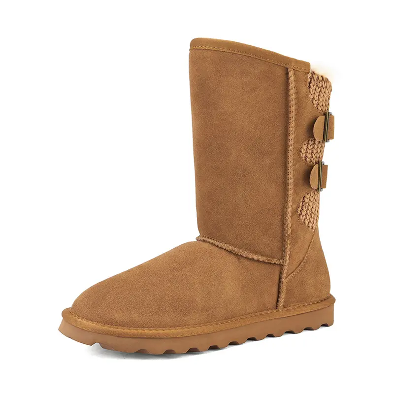 Dream Pairs Women's Classic Winter Mid-Calf Boots - Soft Faux Fur Lined, Adjustable Buckle, Low Heel, Slip-Resistant EVA Sole Shoes