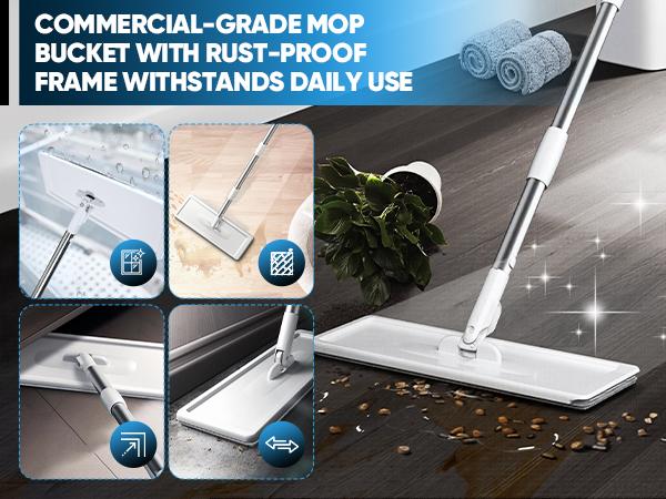 Saker Mop and Bucket Set with Dryer for Floor & Wall Cleaning, Adjustable Handle, 3 Washable Microfiber Pads, Hygienic Dual-Bucket System, Kitchen Essential Saker Mop and Bucket Set with Dryer for Floor & Wall Cleaning, Adjustable Handle, 3 Washable Microfiber Pads, Hygienic Dual-Bucket System, Kitchen Essential
