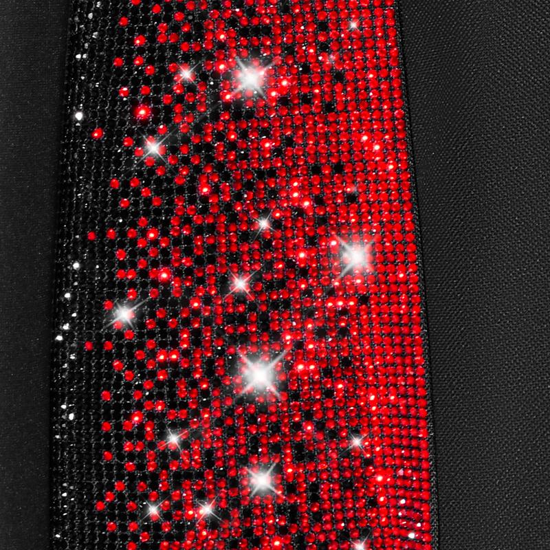 CAR PASS Oxford Bling Diamond Car Seat Covers 2 Front Interior Sets, Waterproof Shining Glitter Sparkly Crystal Universal Armrest Fit 95% Automotive Truck SUV Cute Women Girl, Black Red Rhinestone