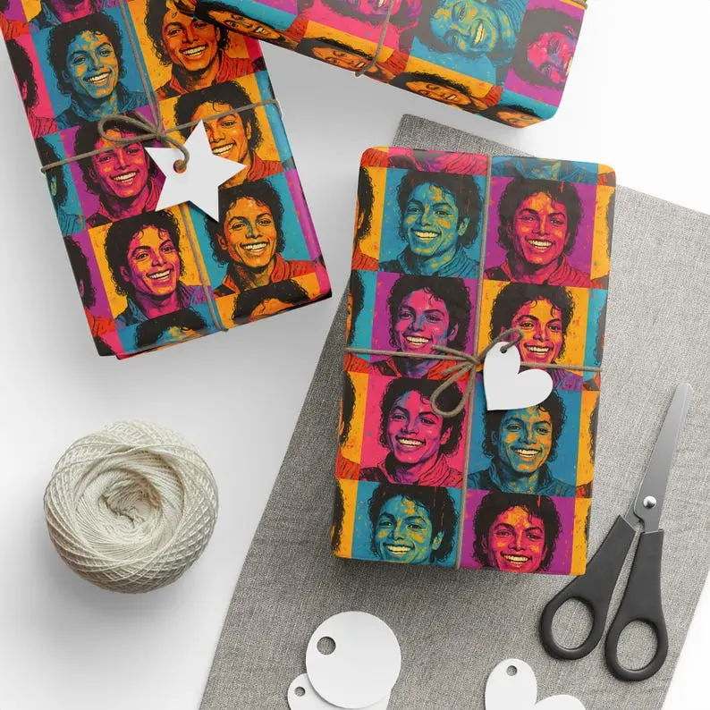 Michael Jackson Inspired Wrapping Paper, Pop Art Gift Wrap, Retro Pop Music Portrait Wrap, Iconic Colorful Wrapping Paper for Music Fans