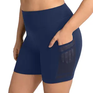 HSIA Aura Womens High Waisted Yoga Shorts with Pockets Cooling Mesh Splicing Workout Activewear Plus Size M-4XL