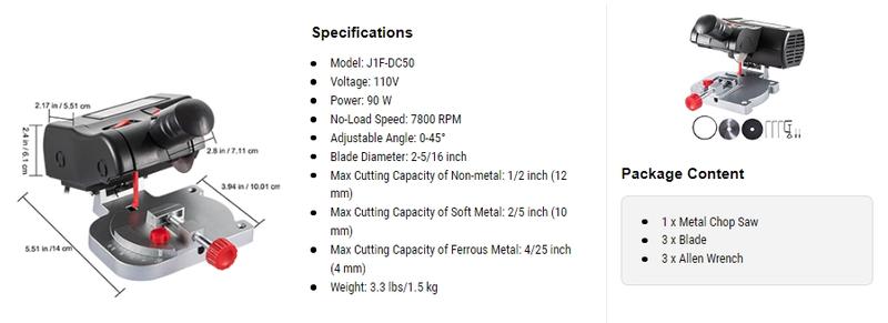 VEVOR Mini Miter Cut-off Chop Saw, TikTokShopBlackFriday, Two 2-5/16" Blade of Steel and Resin with 1/2" Cutting Depth, 0~45° Benchtop Miter Saw for Copper, Aluminum, Wood, Zinc in Hobby Craft