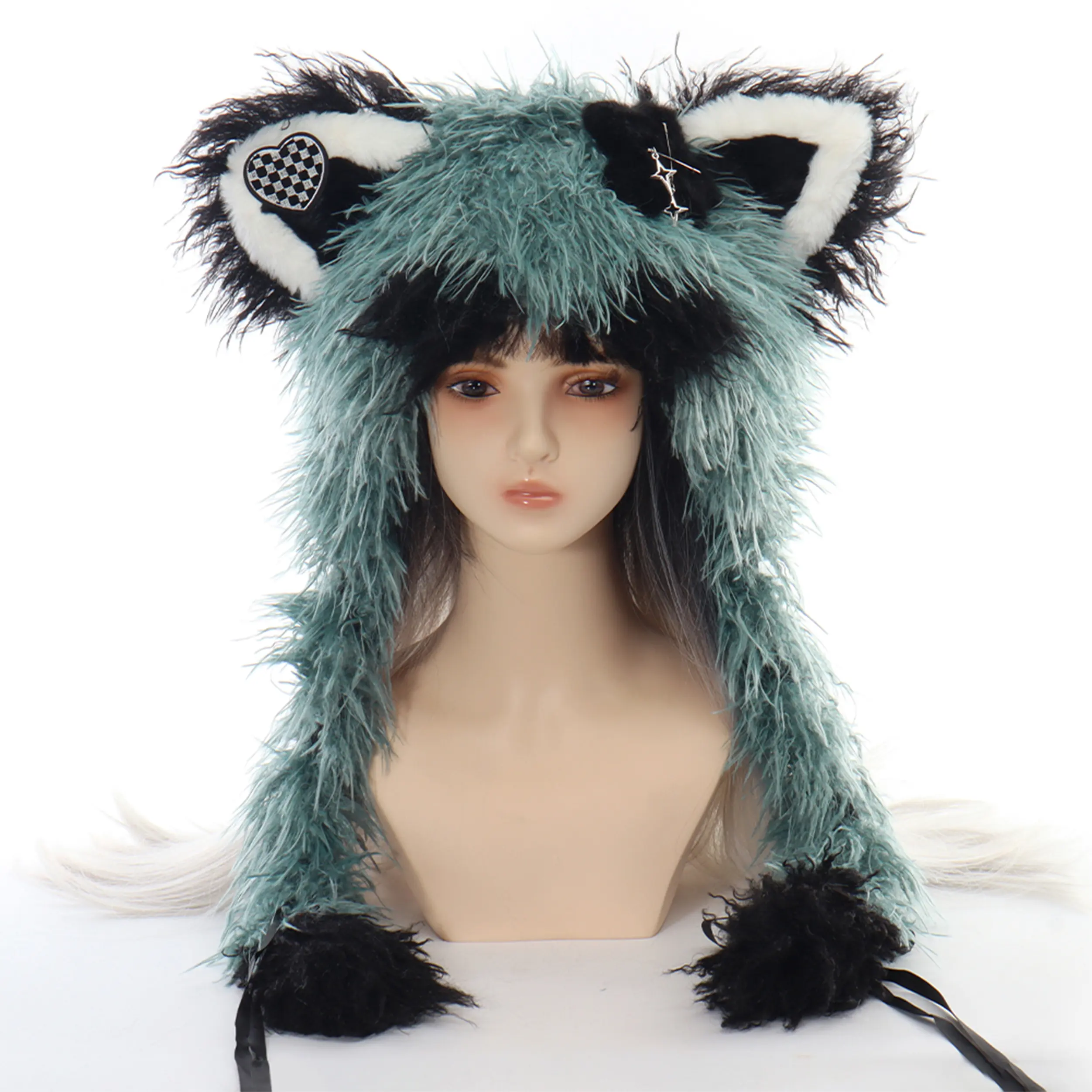 Cute Handmade Faux Fur Animal Hood – Therian Fursuit Hood for Cosplay, Halloween, Costume Party & Y2K Fashion