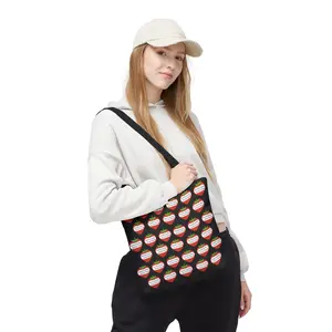 Strawberry Label Pattern Tote Bag | All-Over Print Sweet Caroline Scoops Shop