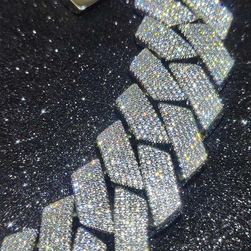 Pass Diamond Test GRA Moissanite 25mm Wide 6Rows 925 Solid Silver Cuban link chain for Rapper Hip Hop VVS Iced Out Necklace Pass Diamond Test GRA Moissanite 25mm Wide 6Rows 925 Solid Silver Cuban link chain for Rapper Hip Hop VVS Iced Out Necklace