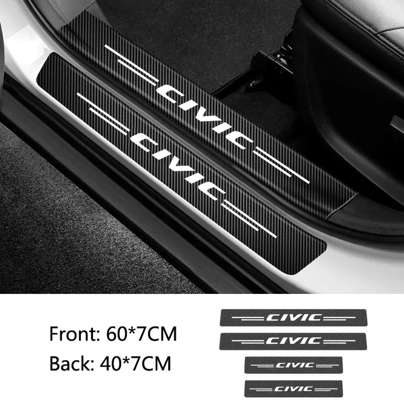 Car Door Sill Protective Stickers, Vinyl Scuff Plate Decals for Honda Civic, Door Entry Pedal Guards, Auto Accessories, Stickers For Cars
