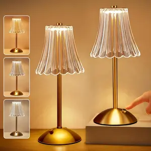 Vintage LED Bedside Lamp | Dimmable Rechargeable Table Lamp for Bedroom Living Room | Waterproof Retro Night Light for Home Decor