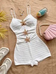 Meghana Casual Women Outfits Women's Summer Casual Hollow-Out Starfish Decor Camisole Romper Playsuit Beach Playsuit Summer Outfit Vacation Outfit