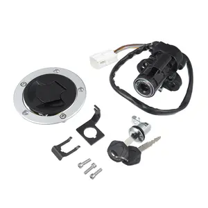 1 Set Motorcycle Ignition Switch Cylinder Fuel Gas Tank Cap Cover Lock Seat Lock w/ 2 Keys for Kawasaki Z1000SX 2011-2016 for Kawasaki Ninja 1000 ZX6R ZX636 ZX10R Motor Bike Lock