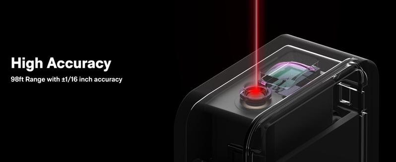 HOTO Laser Measuring Tool, Pocket-Size 98Ft Digital Laser Tape Measure ±2mm Accuracy, USB-C Rechargeable, OLED Display, Ft/M/in Unit Conversion, Real-time Data Sync, Cool Gadgets for Men & Home Use