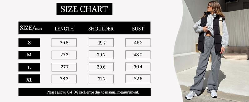 Tanming Womens Spring Oversized Puffer Vest Lightweight Stand Collar Padded Puffy Jackets Coat with Pockets Outerwear Casual Tops