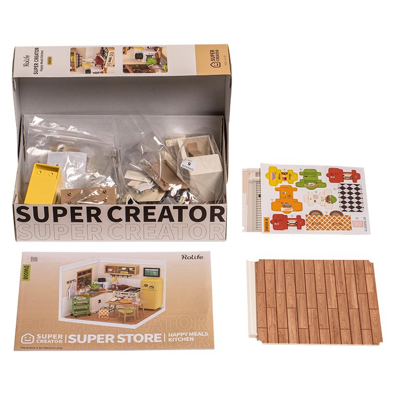 Rolife DIY Miniature Dollhouse Kit Super Store Series Plastic Building Blocks Kits Mini Dollhouse Plastic Tiny Room Craft Hobby Decent Gifts