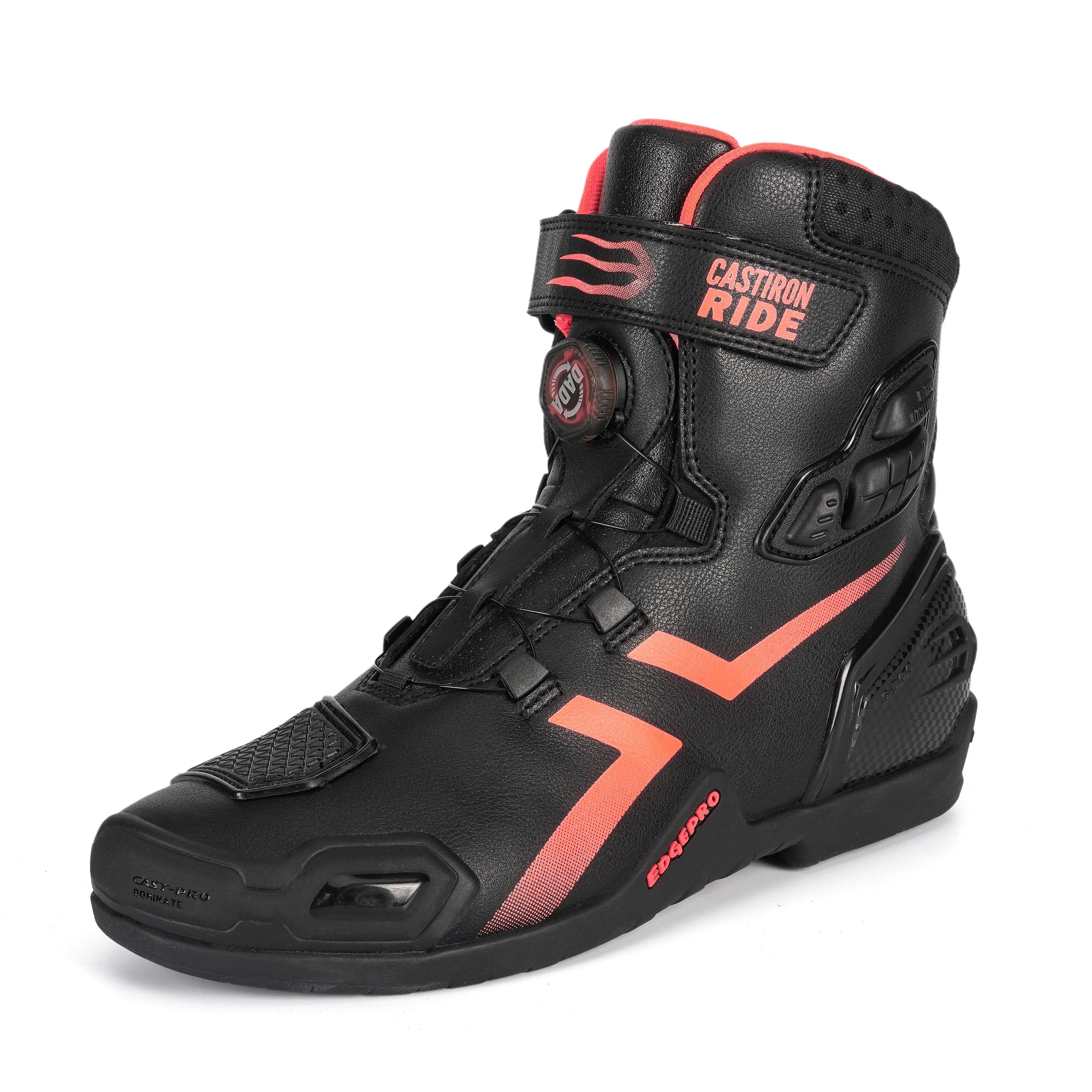 Castiron Ride ShiftCast Mid-Top Armored Leather Mesh Motorcycle Performance Boots - Café Racer Protective Gear, EU 37–45 Sizes, Sporty Design for Riders
