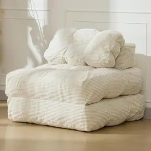 Folding Sofa Bed, Convertible Sleeper Chair with Pillow Foldable Mattress with Back Support, Boneless Fold Out Chair Bed Comfy Floor Sofa Lounge for Living Room, Bedroom, Beige, Single,Grey