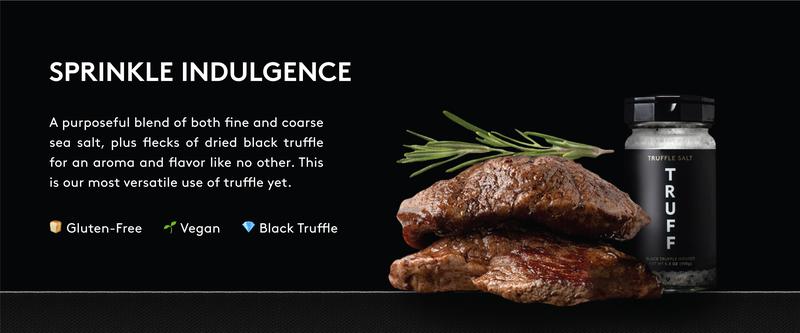 TRUFF Black Truffle Salt, Fine and Coarse Sea Salt, Dried Black Summer Truffles, Specialty Seasoning for A Truly Aromatic Flavor Experience, For the Finest Steaks or Unique Everyday Popcorn, 5.3 oz