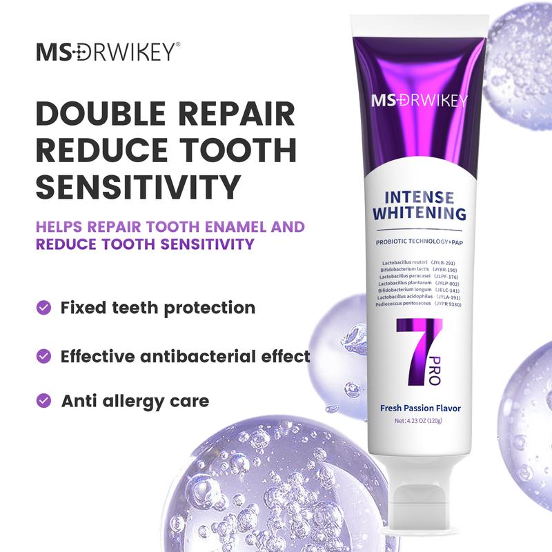【MSDRWIKEY】New 7-Pro Intensive Toothpaste + CEELIKE 7.5% Nano-Hydroxyapatite Toothpaste - 2-Tube Oral Care Set