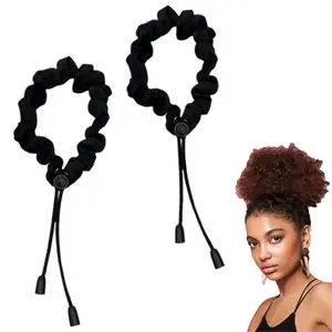 2 Pcs Adjust Satin Hair Tie, Satin Scrunchies for Women Girls, Adjustable Hair Ties for 4c Girlie Thick Curly Natural Hair, No Damage Hair Accessories for Afro Puff Loc Ponytails