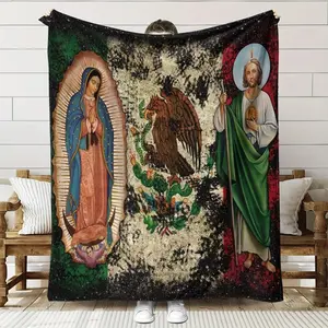 Our Lady of Guadalupe Virgin Saint Throw Blanket Soft Mexican Blanket for Couch Bed Office Camping Travel - Gift for Birthdays Christmas Easter Independence Mothers Fathers Day Warm nap Blanket
