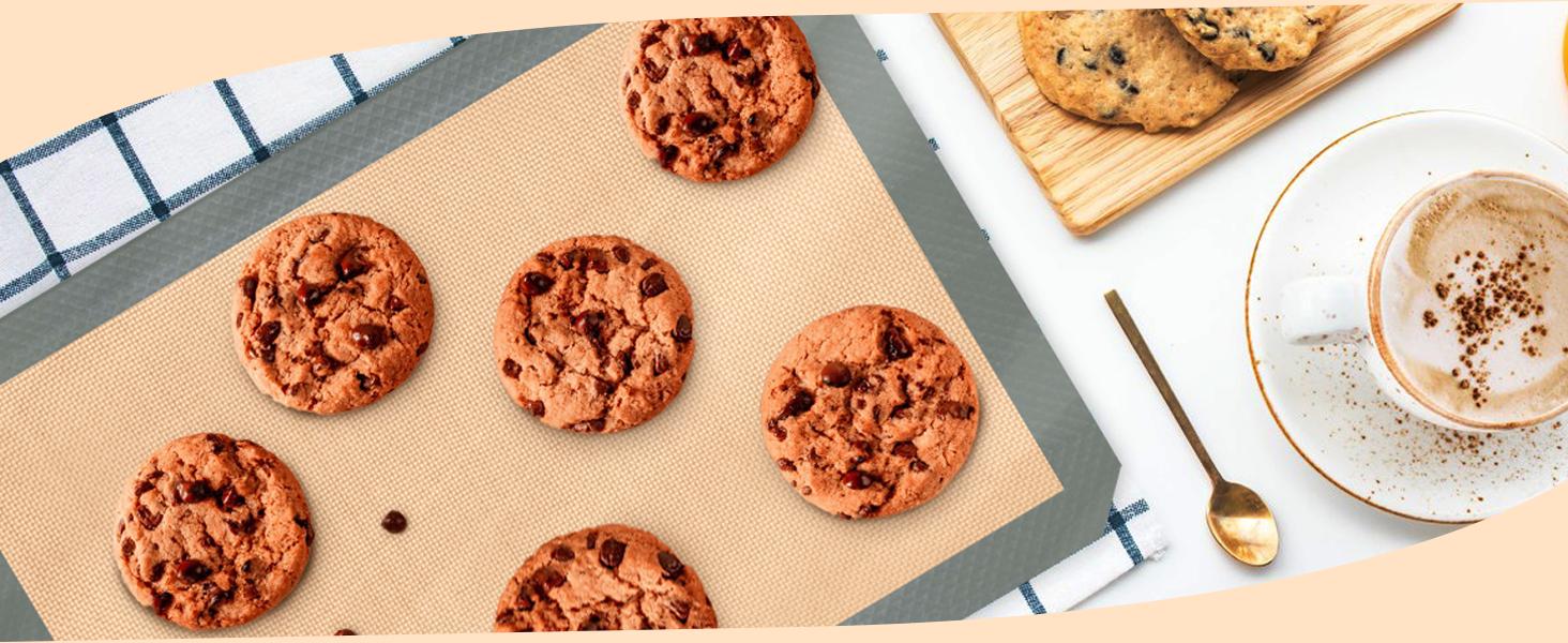 Silicone Baking Mat, Baking Sheets Non Stick, Silicone Mats for Baking, 3 Pcs for Cookies, Bread and Pastry, Baking Supplies for Oven, Grey