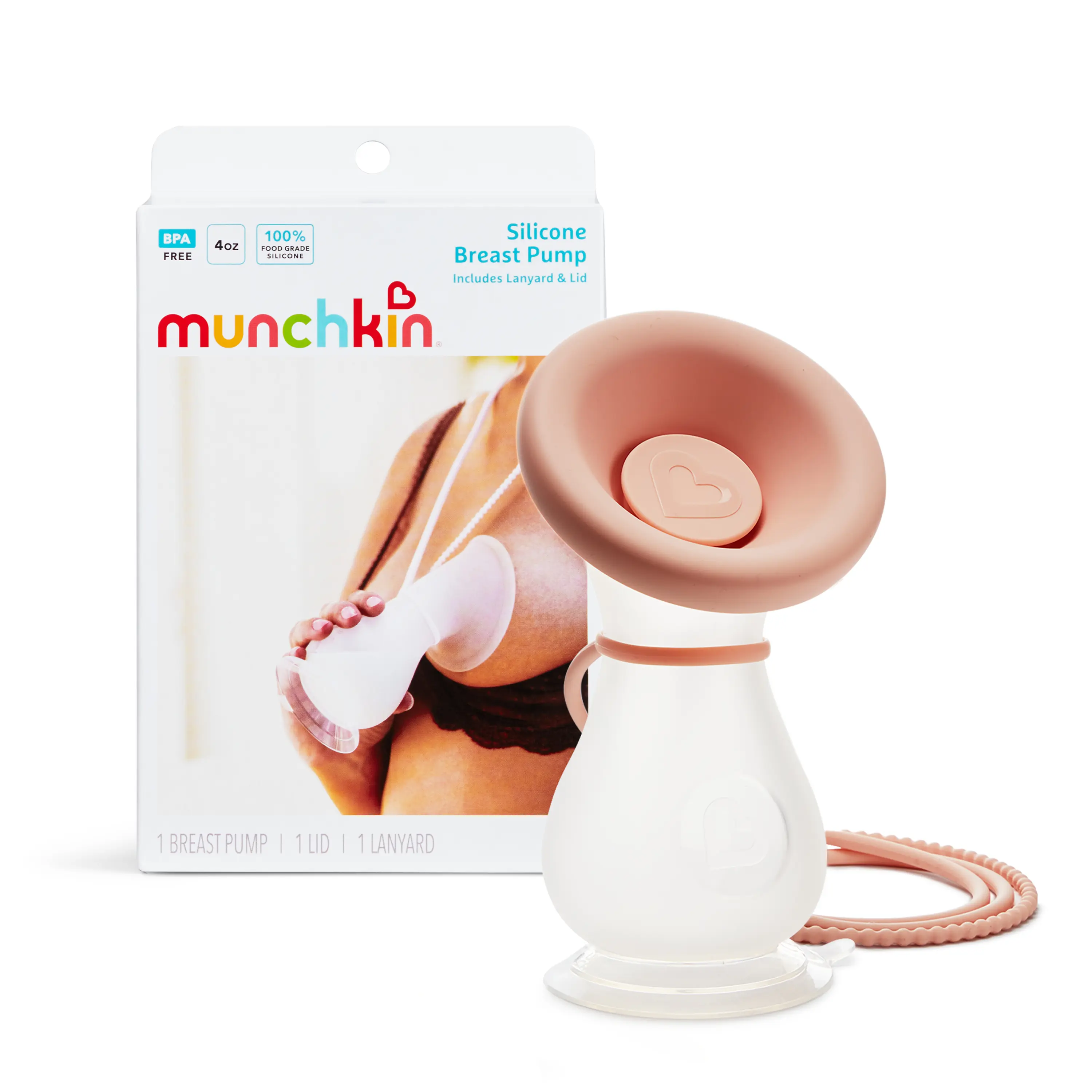 Munchkin Manual Silicone Breast Pump for Breastmilk with Storage Lid