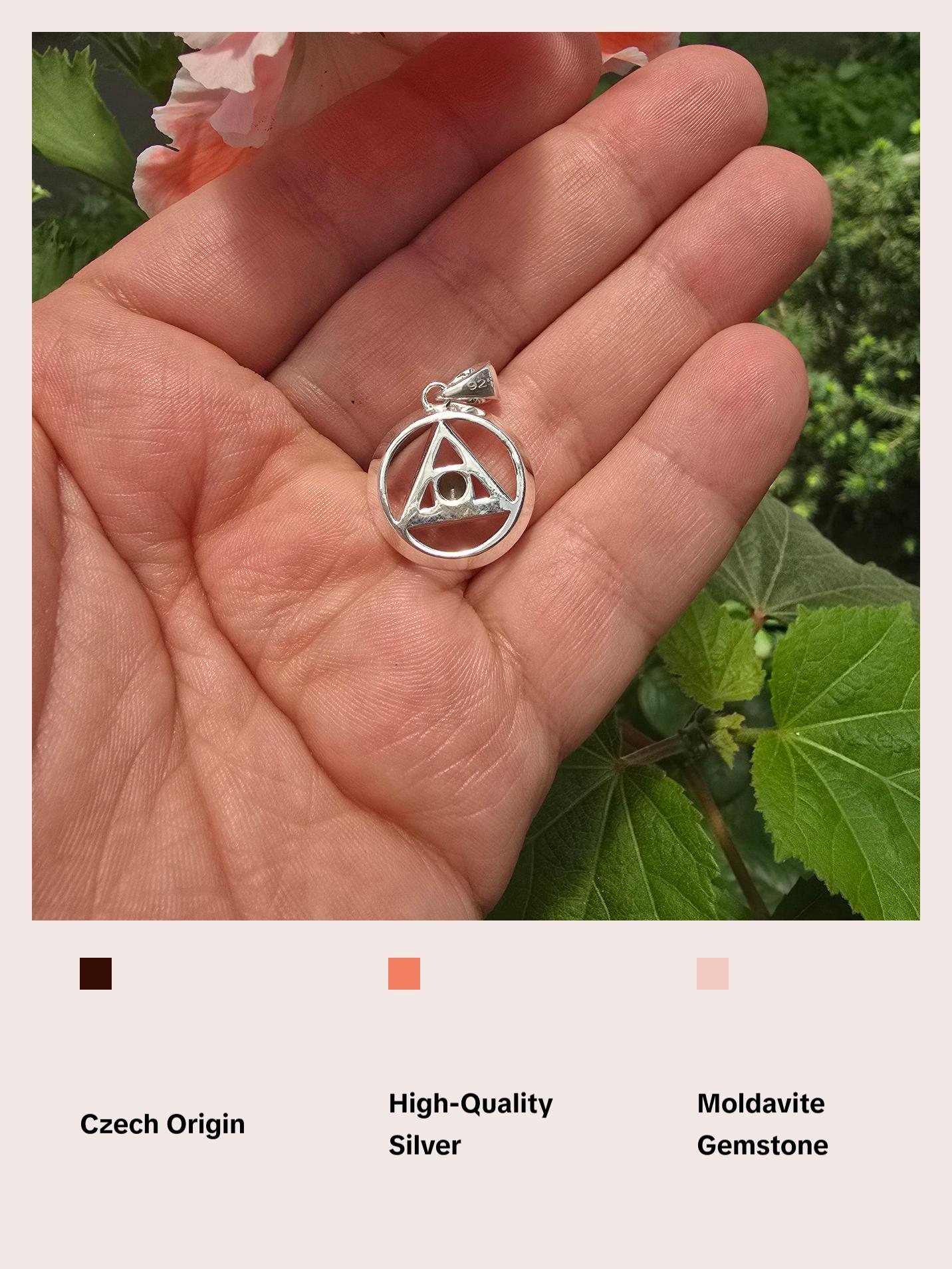 Moldavite Alchemy Pendant-Moldavite faceted Gemstone .925 Silver