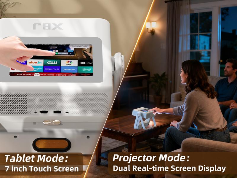 【TouchScreen/Built-in APPs/Auto Focus Keystone】XBJ Smart Portable Projector with Touch Tablet, 4K Support Outdoor Proyector, WiFi6 Bluetooth for Home Theater/Gaming/Outdoor (270° Stand & 250") Lcd Audio Lcd Audio Automatic Noise Space video 【TouchScreen/Built-in APPs/Auto Focus Keystone】XBJ Smart Portable Projector with Touch Tablet, 4K Support Outdoor Proyector, WiFi6 Bluetooth for Home Theater/Gaming/Outdoor (270° Stand & 250") Lcd Audio Lcd Audio Automatic Noise Space video