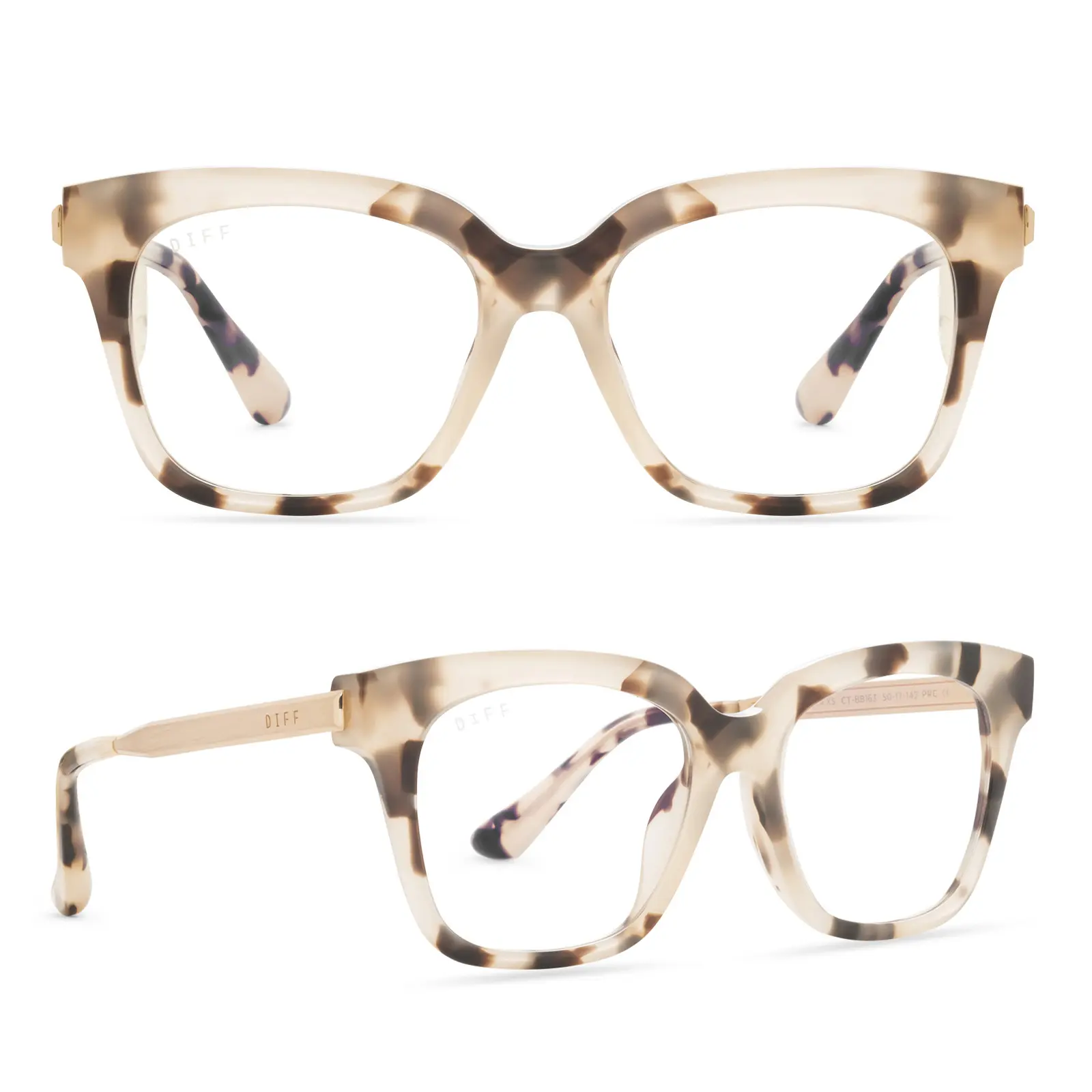 DIFF Bella xs Cream Tortoise Womens Blue Light Glasses - Bold Fashionable Computer Glasses