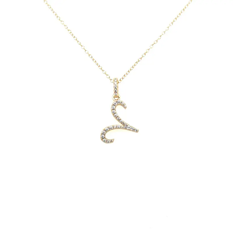 Sterling Silver Aries Symbol Necklace Set With Pendant and Chain