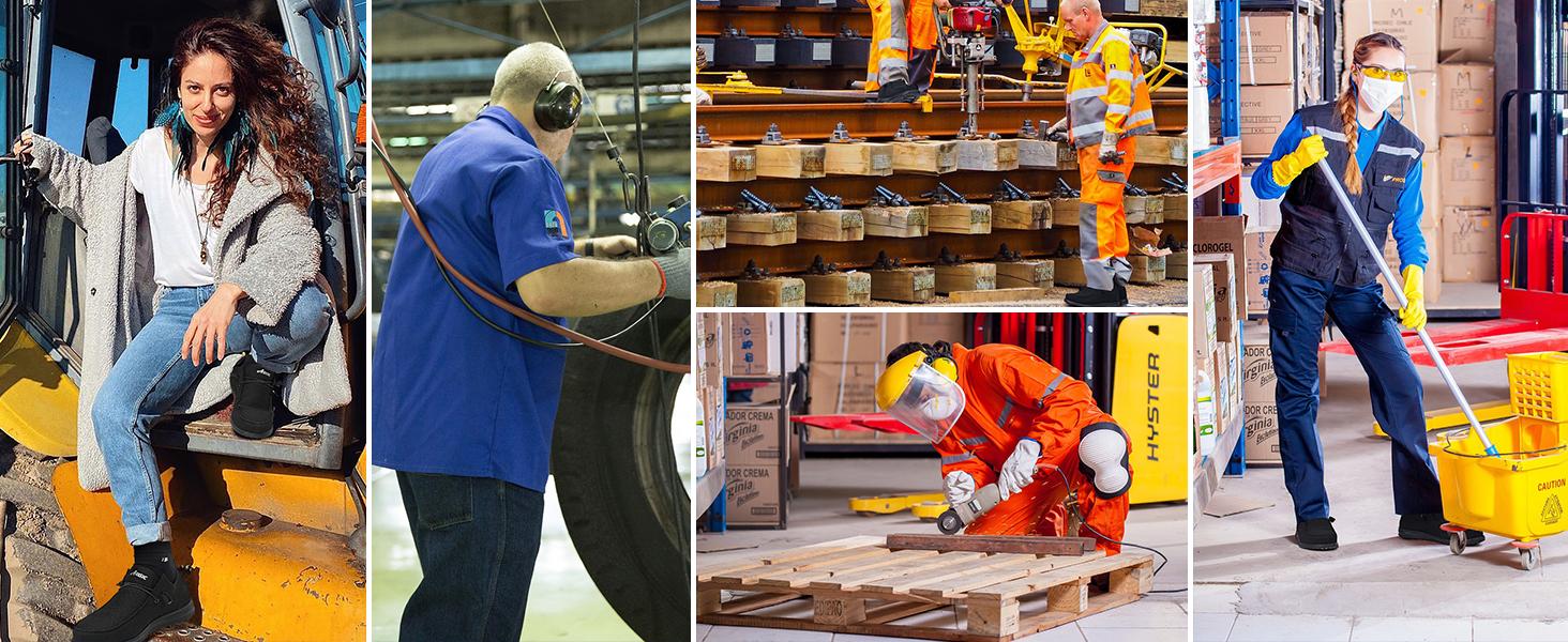 Steel Toe Shoes Men Hands Free Work Shoes Slip On Safety Toe Sneakers Lightweight Comfortable Walking