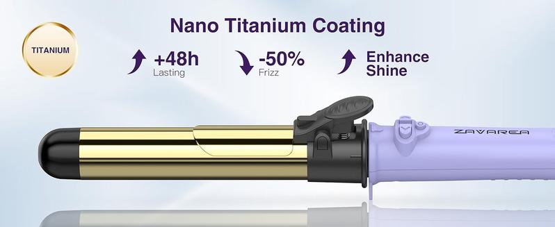 ZAVAREA Automatic Rotating Curling Iron Long Barrel 1.25" x 5.4" Titanium 5 Adjustable Temps 1H Auto Off Dual Voltage Multifunctional Hair Crimper, TikTokShopBlackFriday TikTokShopCyberMonday