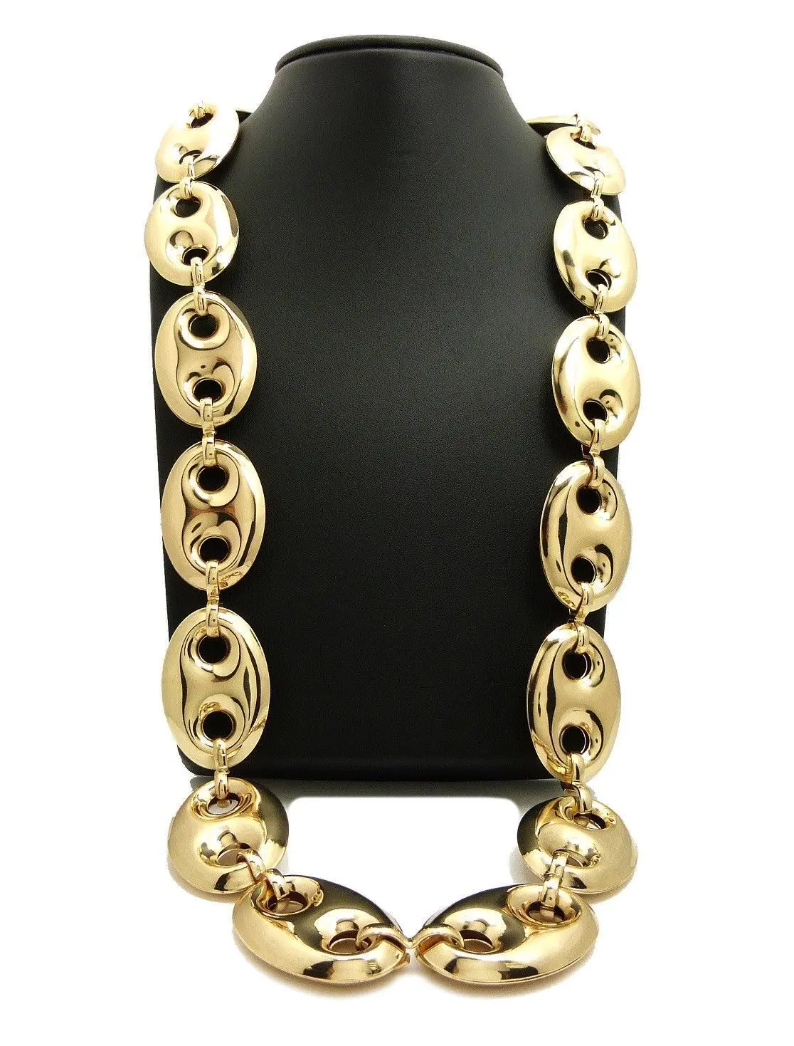 MaxBling81 Gold Plated Unisex Hip Hop Accessories Chunky Gold Urban Large Oversized Chain Necklace - 27mm, 30in Rapper Look Jewelry for Party Wear, Daily Use, Chunky Gold Necklaces