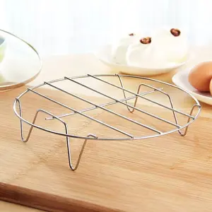 Stainless steel steamer rack, egg steaming tray, heat insulation rack, suitable for air fryers, multi-functional kitchen utensil accessory for home use.