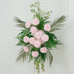 Wedding Arch Floral Swag – Artificial Blush Rose & Chrysanthemum with Greenery and Palm Leaves