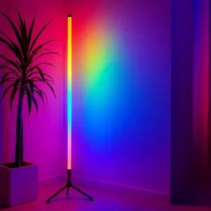 Corner floor lamp, RGB LED corner light, smart app & remote control color-changing ambient light, LED light, color changeable, suitable for bedrooms, living rooms and gaming rooms, creating high-end home aesthetics.