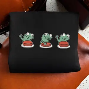 Lizard Lizard Lizard Meme Embroidered Sweatshirt, Funny Elio Lizard Tee, Unisex Lizard Shirt, Lizard Button Meme Shirt for Him